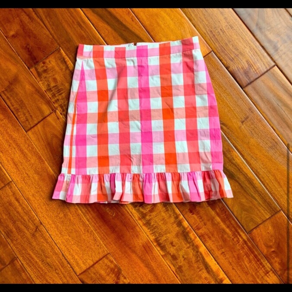 J Crew plaid ruffle skirt